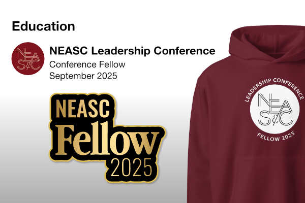 NEASC leadership fellow perks including social media badge, lapel pin, and hoodie