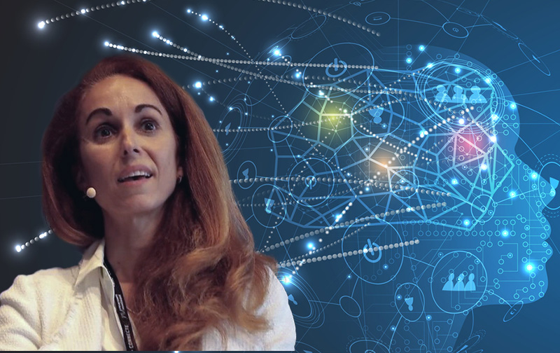 Dr. Delphine Le Serre, with a stylized image representing the future of learning in the background